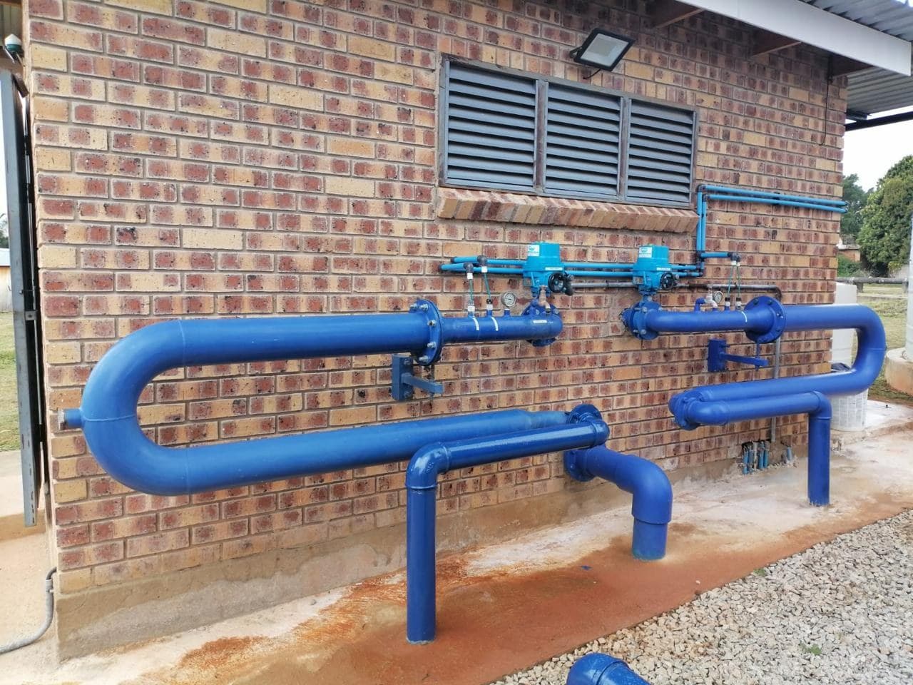 Treatment plant pipework with automated valves